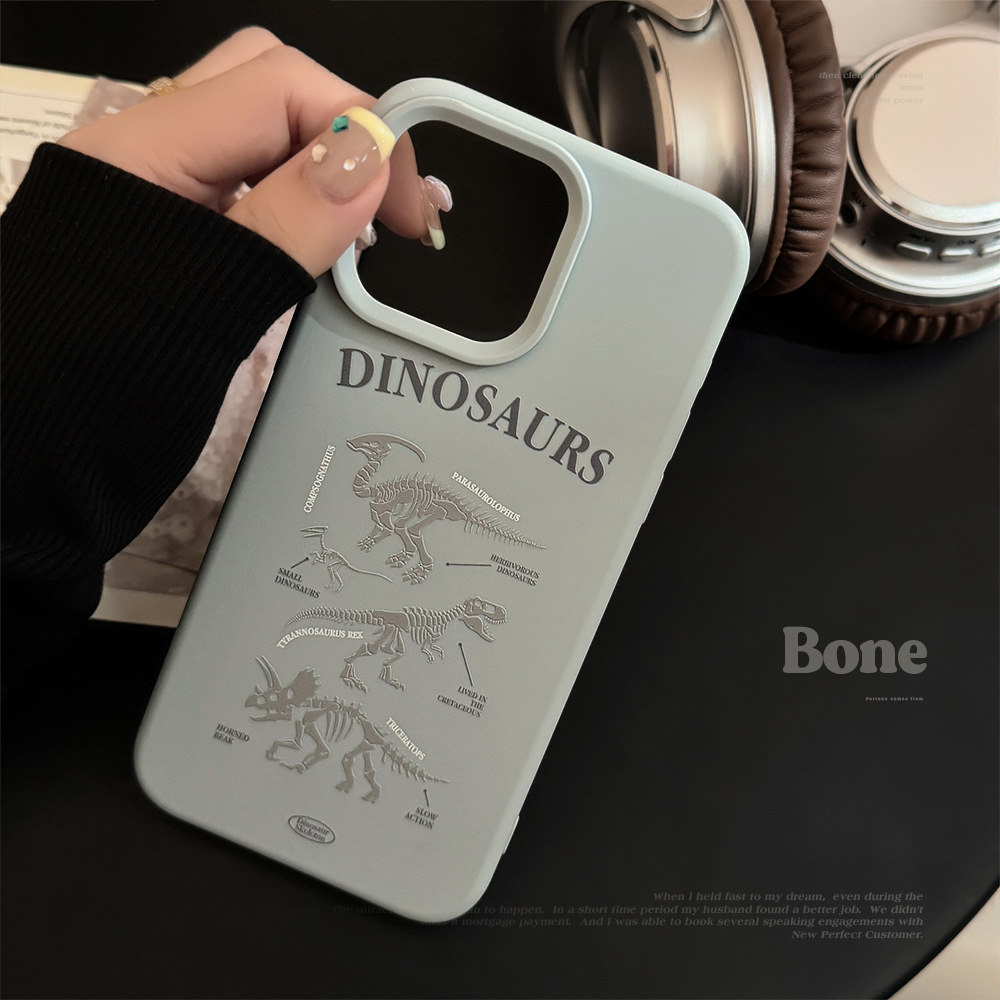 Phone Cases Blue - Korean Cartoon Blue Dinosaur Skeleton Pattern