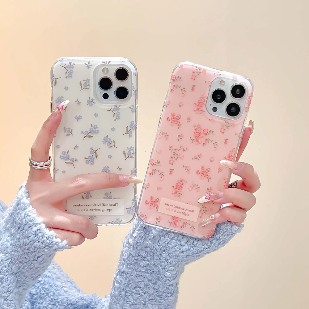 Phone Cases Y2K - Pink and Blue White Flowers Floral
