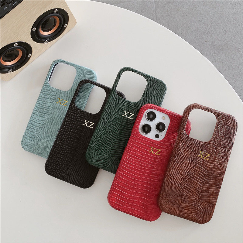 Phone Cases Personalised - Personalise Gold Silver Initials Letters Leather