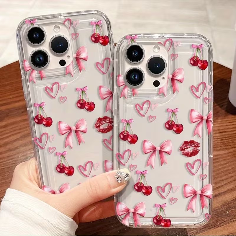 Red Bow Cherry Silicone Clear  - Phone Cases Cherry incelemesi ve fiyatı
