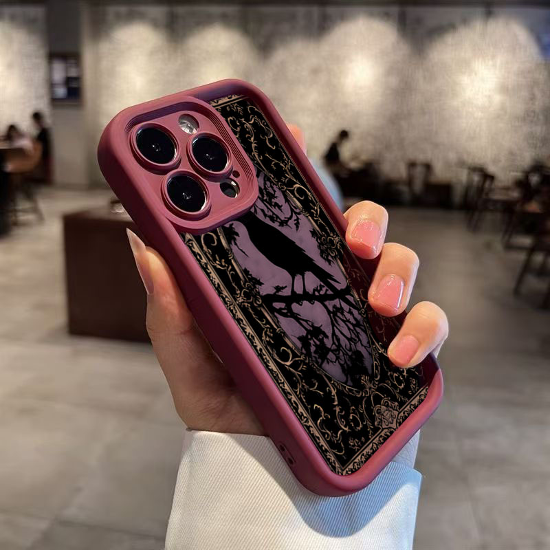 Aesthetic Black Crow Pattern W - Phone Cases Red incelemesi ve fiyatı