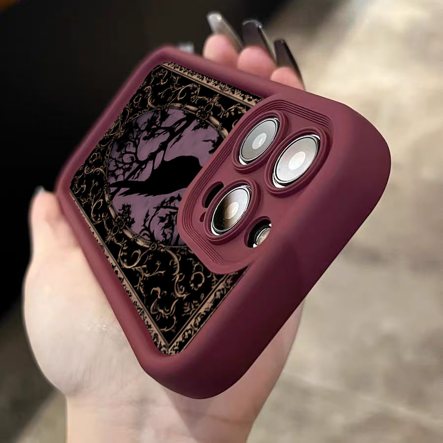 Aesthetic Black Crow Pattern W - Phone Cases Red incelemesi ve fiyatı