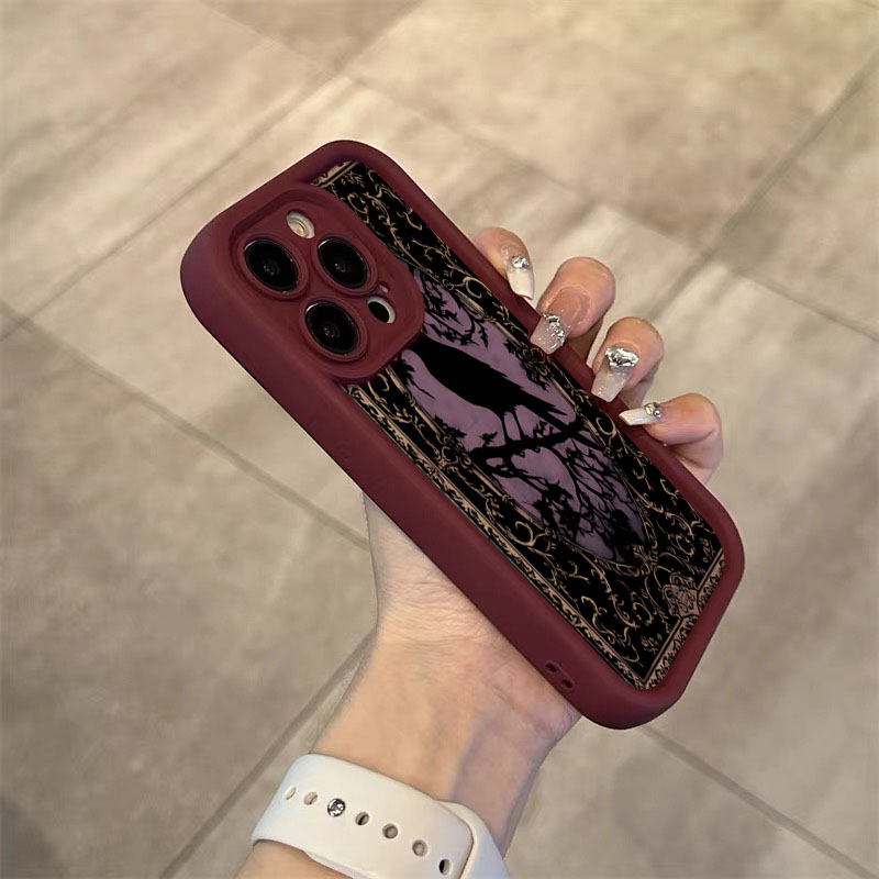 Aesthetic Black Crow Pattern W - Phone Cases Red incelemesi ve fiyatı