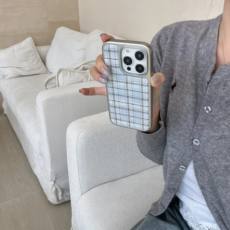 Korean Ins Epoxy Blue Plaid Pa - Phone Cases Y2K incelemesi ve fiyatı