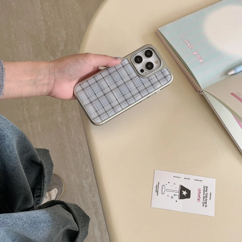 Korean Ins Epoxy Blue Plaid Pa - Phone Cases Y2K incelemesi ve fiyatı