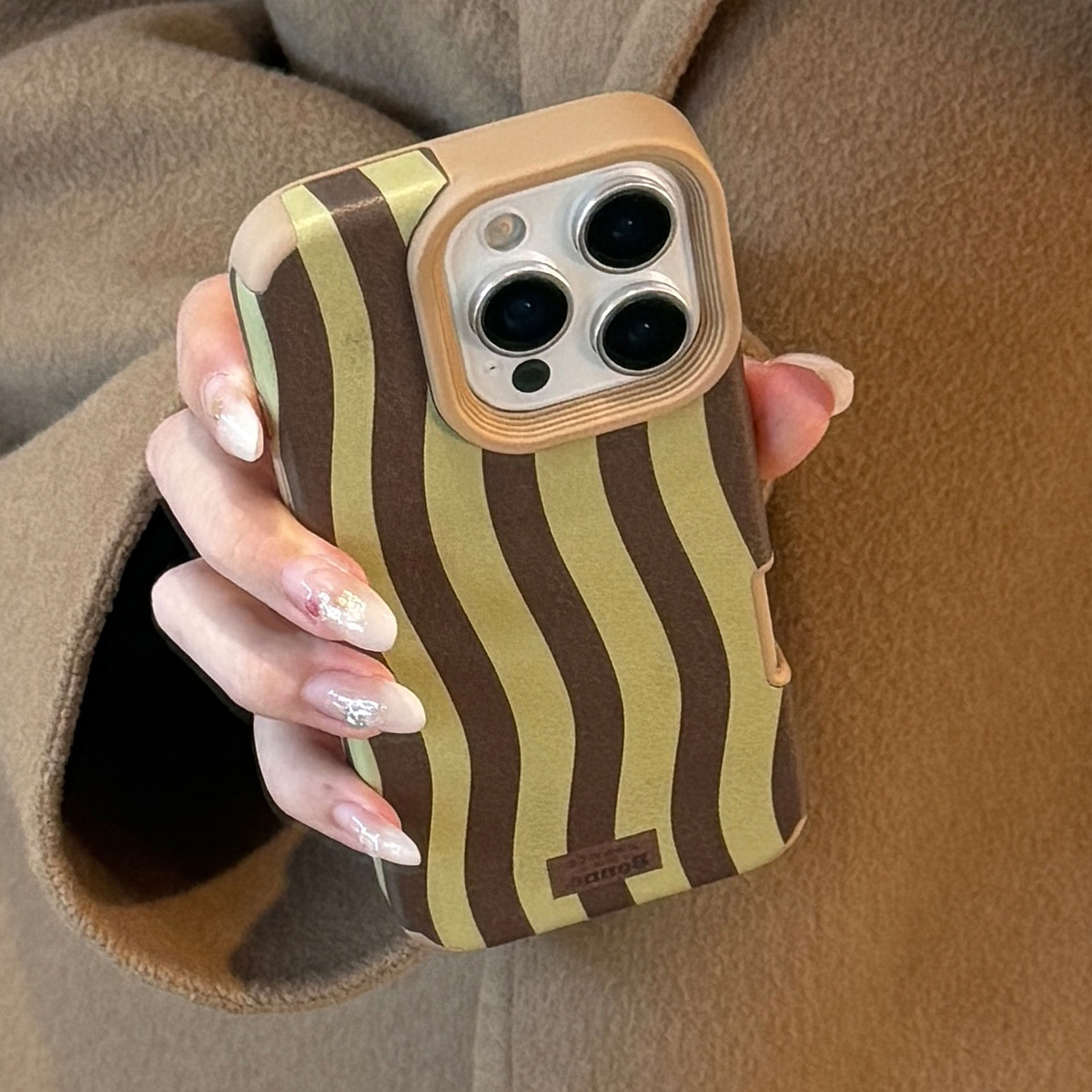 Vintage Wavy Striped Leather T - Phone Cases Leather incelemesi ve fiyatı