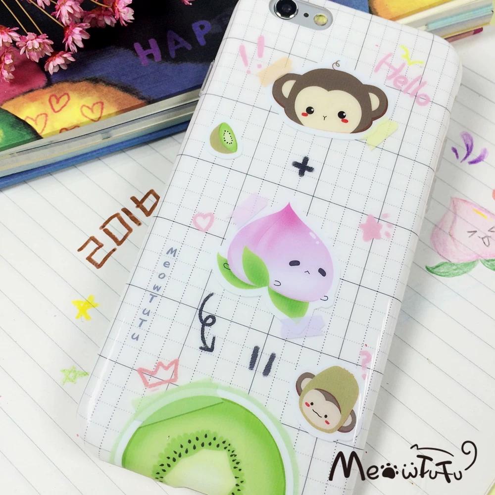 Cute Monkey Peach Kiwi Kawaii  - Phone Cases Y2K incelemesi ve fiyatı