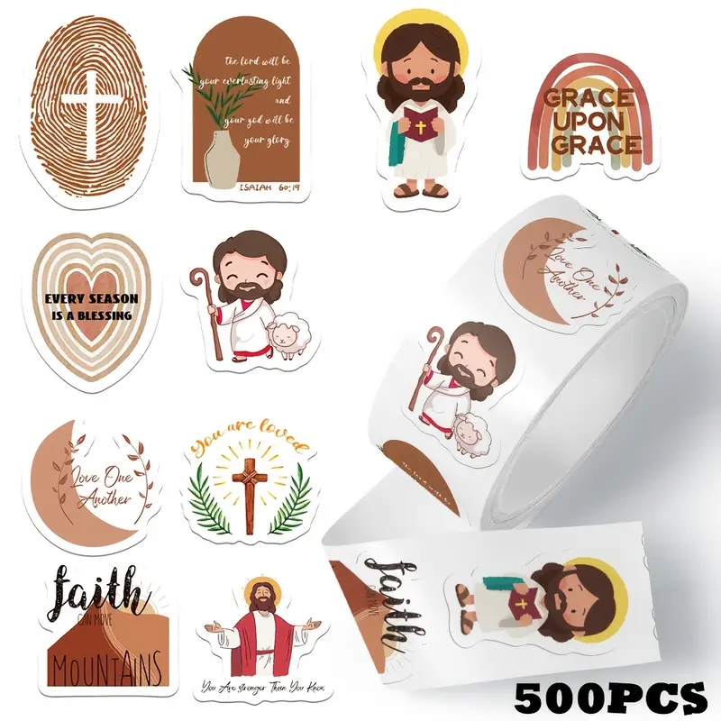 500pcs/roll Jesus Stickers Exq - Phone Cases Jesus incelemesi ve fiyatı