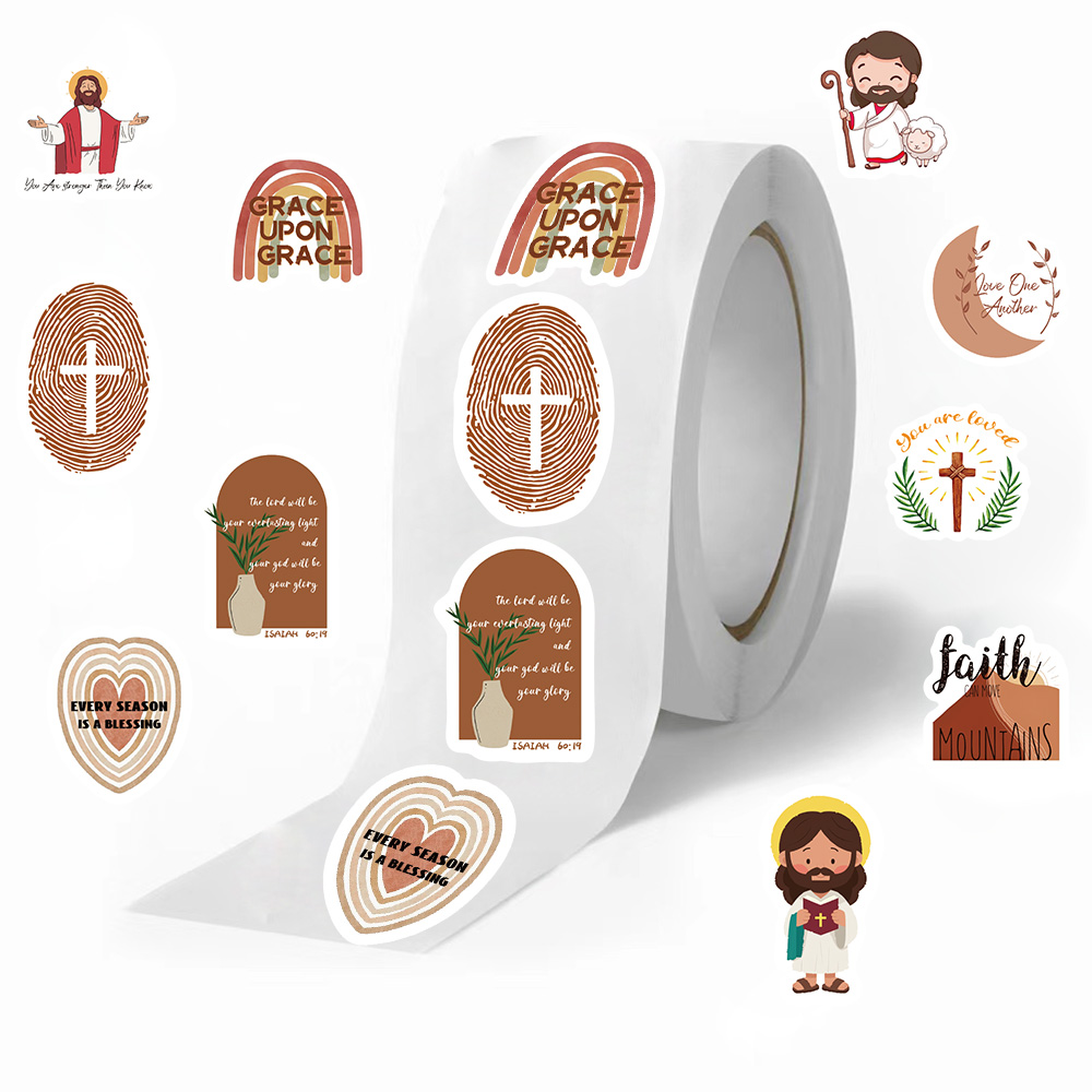 500pcs/roll Jesus Stickers Exq - Phone Cases Jesus incelemesi ve fiyatı