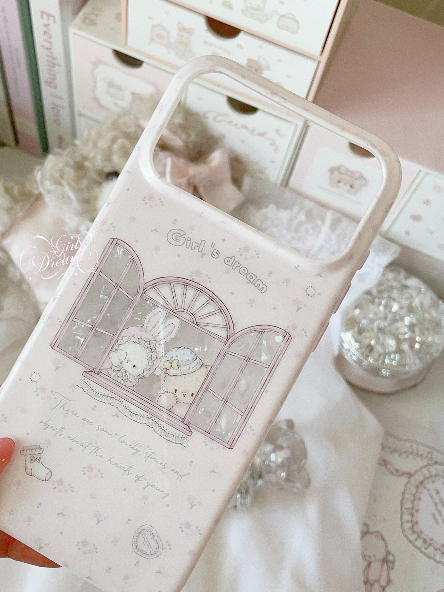 Kawaii Bunny Bear Floral Pink  - Phone Cases Y2K incelemesi ve fiyatı