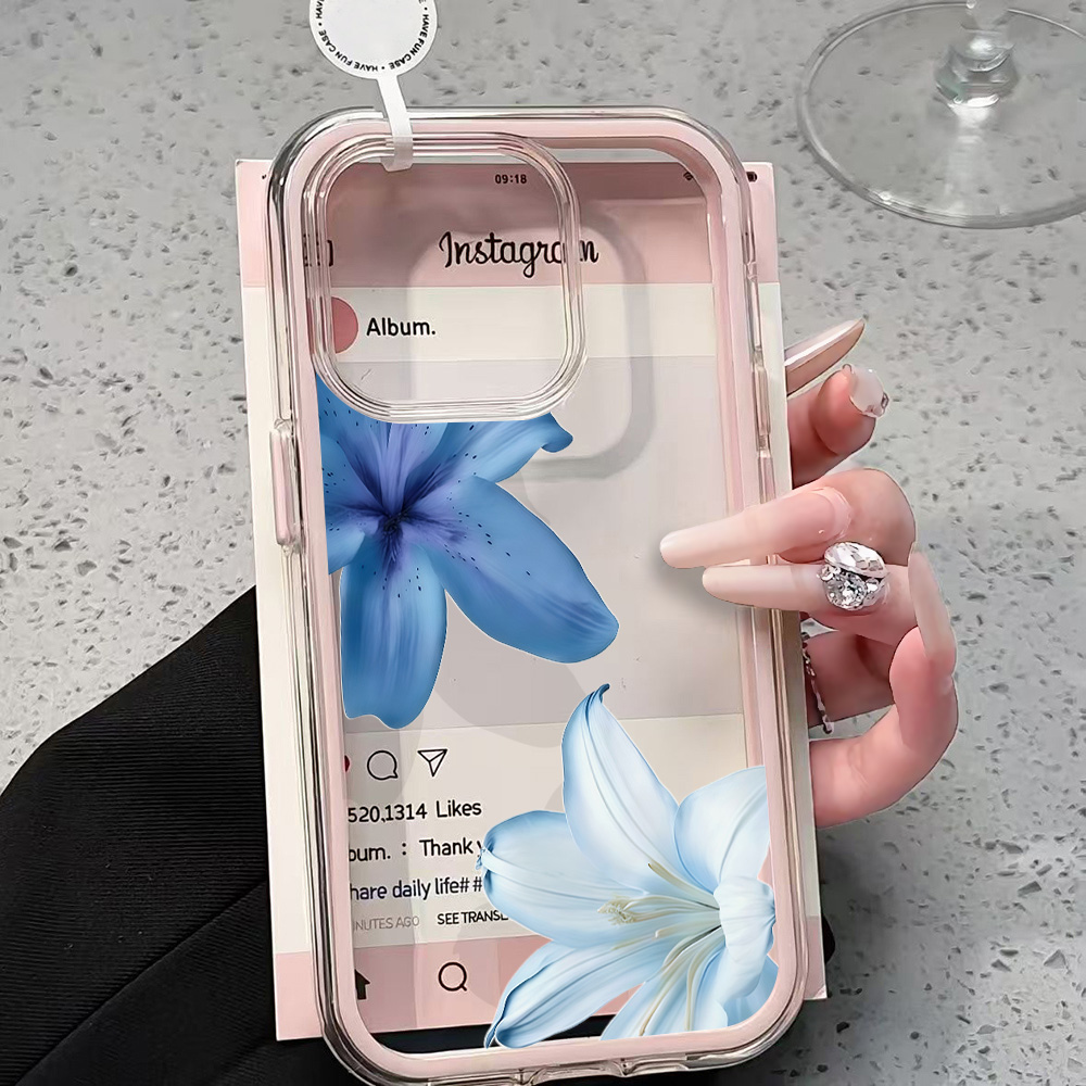 Blue Lily Flower Clear Phone C - Phone Cases Blue incelemesi ve fiyatı