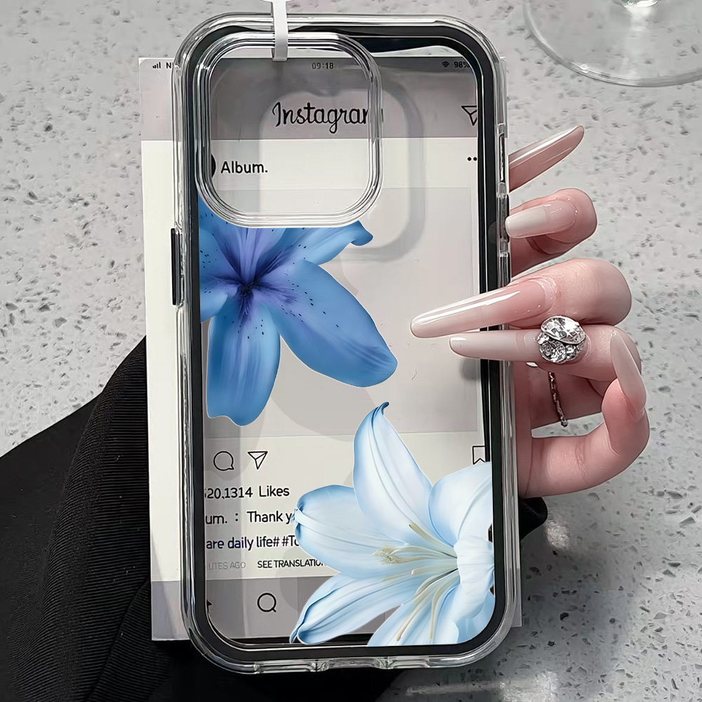 Blue Lily Flower Clear Phone C - Phone Cases Blue incelemesi ve fiyatı