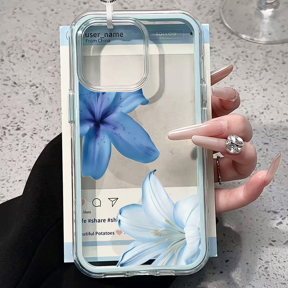 Blue Lily Flower Clear Phone C - Phone Cases Blue incelemesi ve fiyatı