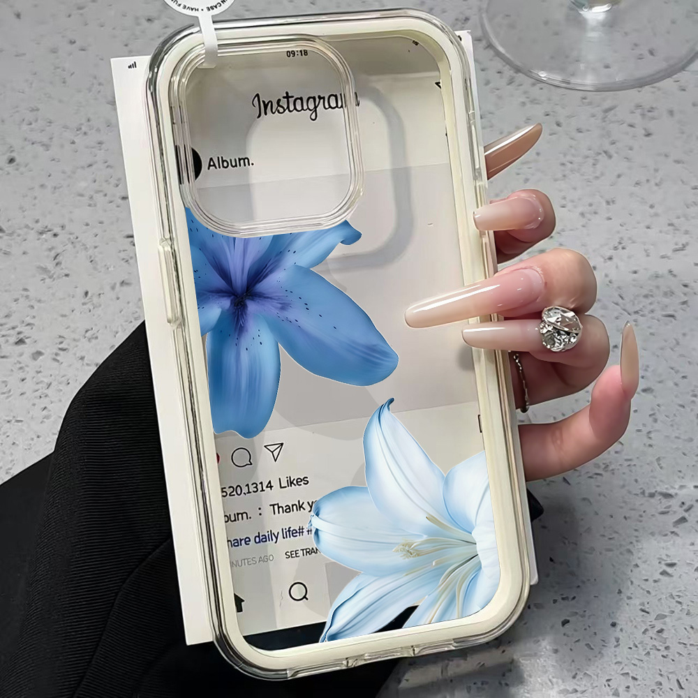 Blue Lily Flower Clear Phone C - Phone Cases Blue incelemesi ve fiyatı