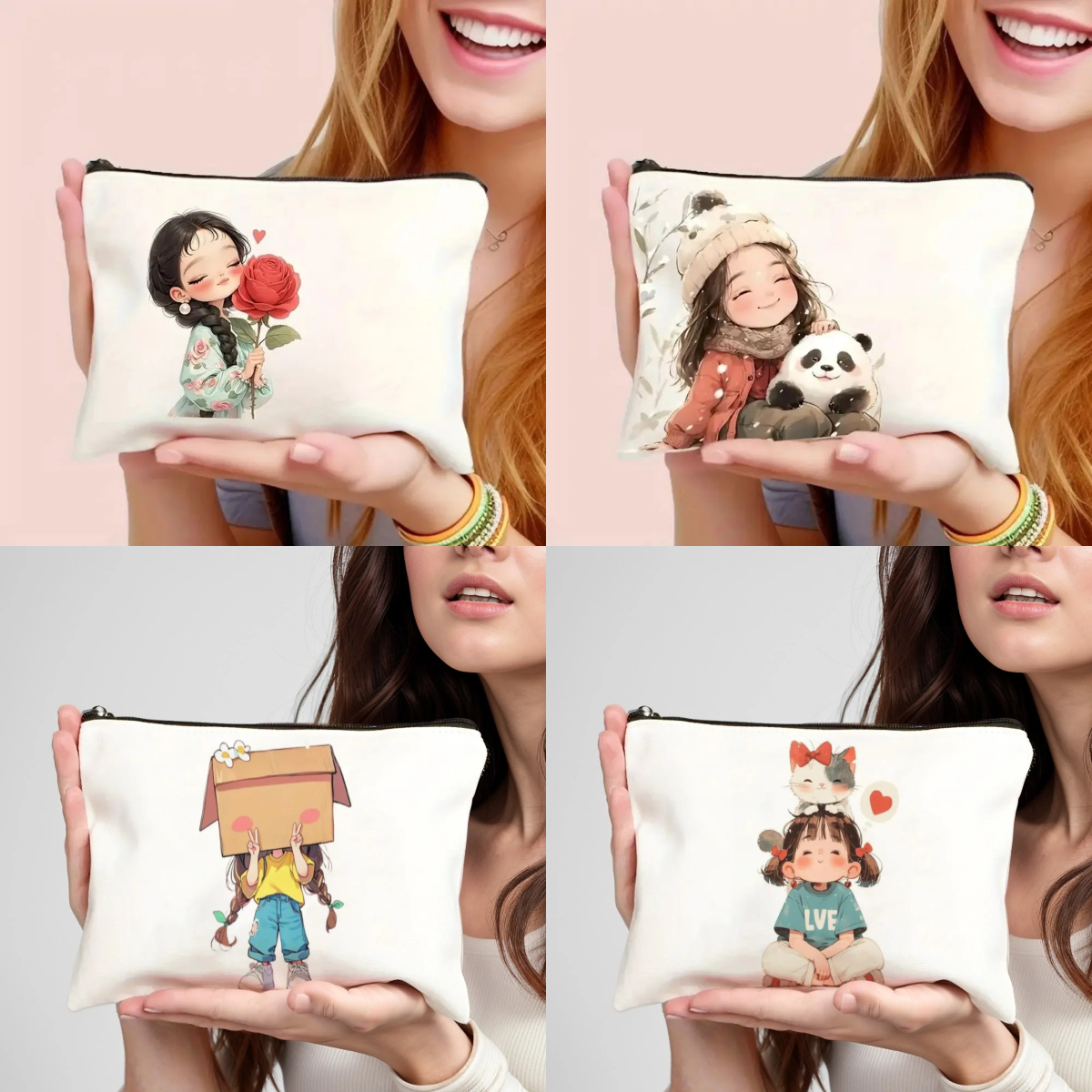 Vintage Chic Makeup Bags Zippe - Cute Cartoon Case incelemesi ve fiyatı