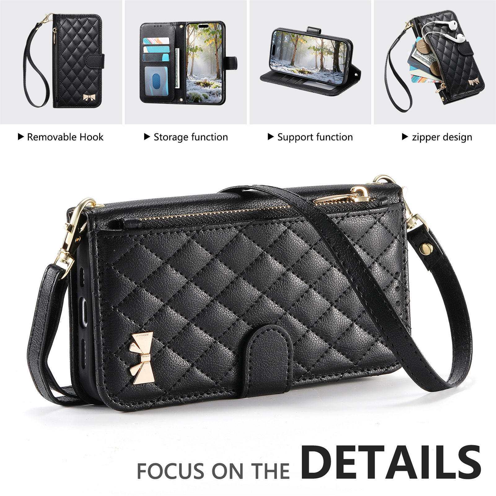 PU Leather Zipper Crossbody Wr - Phone Cases With Straps incelemesi ve fiyatı