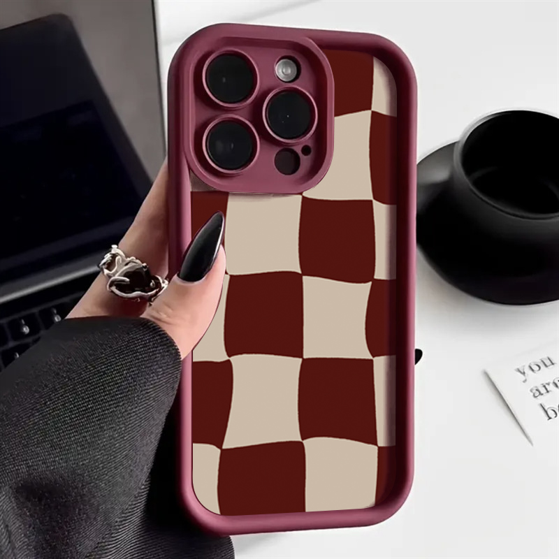 Wine Red Deform Grid Pattern P - Phone Cases Red incelemesi ve fiyatı