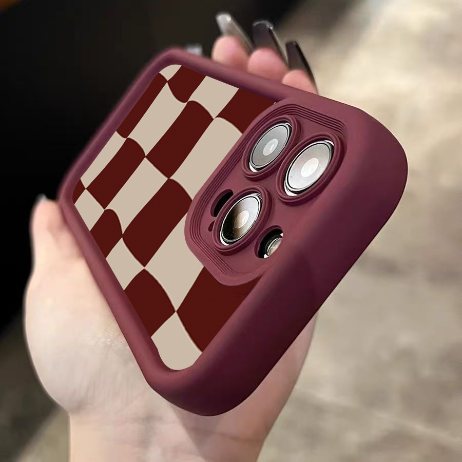 Wine Red Deform Grid Pattern P - Phone Cases Red incelemesi ve fiyatı