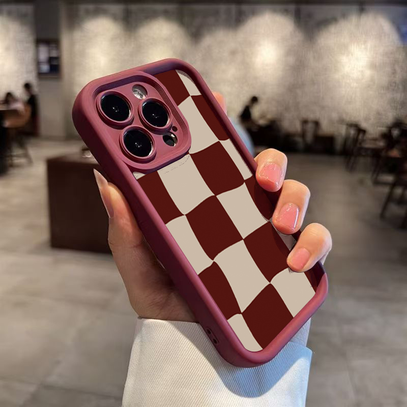Wine Red Deform Grid Pattern P - Phone Cases Red incelemesi ve fiyatı