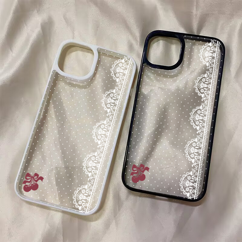 Cute Cherry Bow White Lace Pol - Phone Cases Cherry incelemesi ve fiyatı
