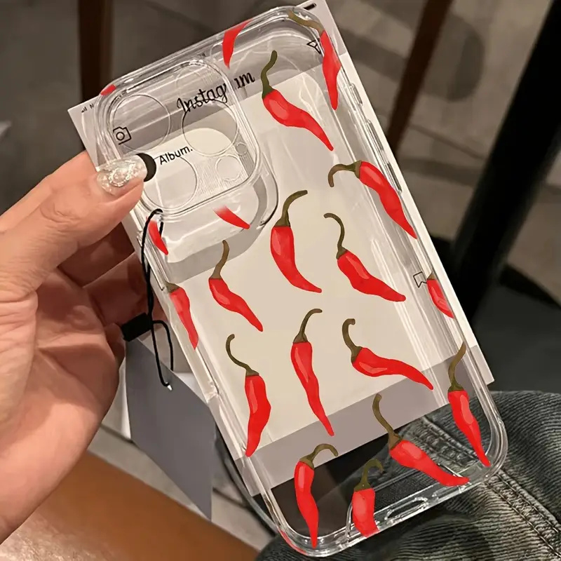 Red Chili Pepper Print Clear P - Phone Cases Red incelemesi ve fiyatı