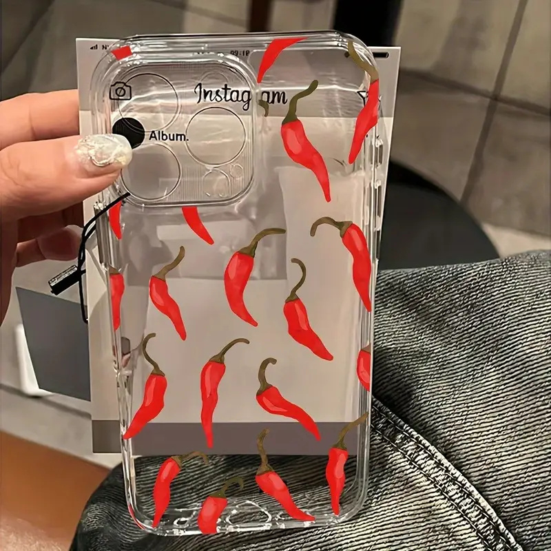 Red Chili Pepper Print Clear P - Phone Cases Red incelemesi ve fiyatı