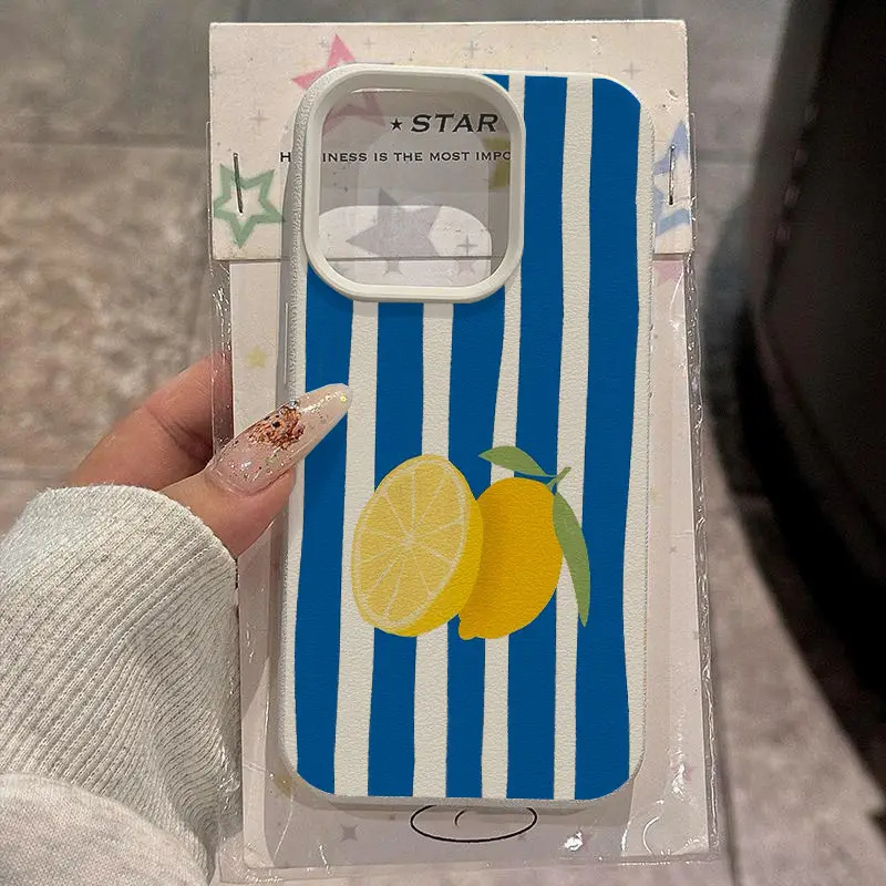 Yellow Lemon Blue Stripe Patte - Phone Cases Blue incelemesi ve fiyatı