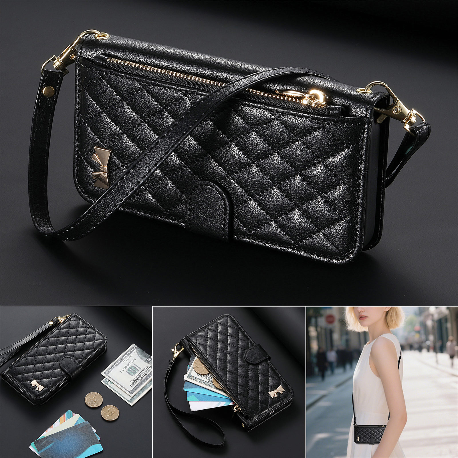 PU Leather Crossbody Flip Wall - Phone Cases With Straps incelemesi ve fiyatı