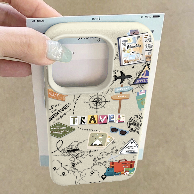 Travel Map Pattern Phone Case  - Phone Cases Leather incelemesi ve fiyatı