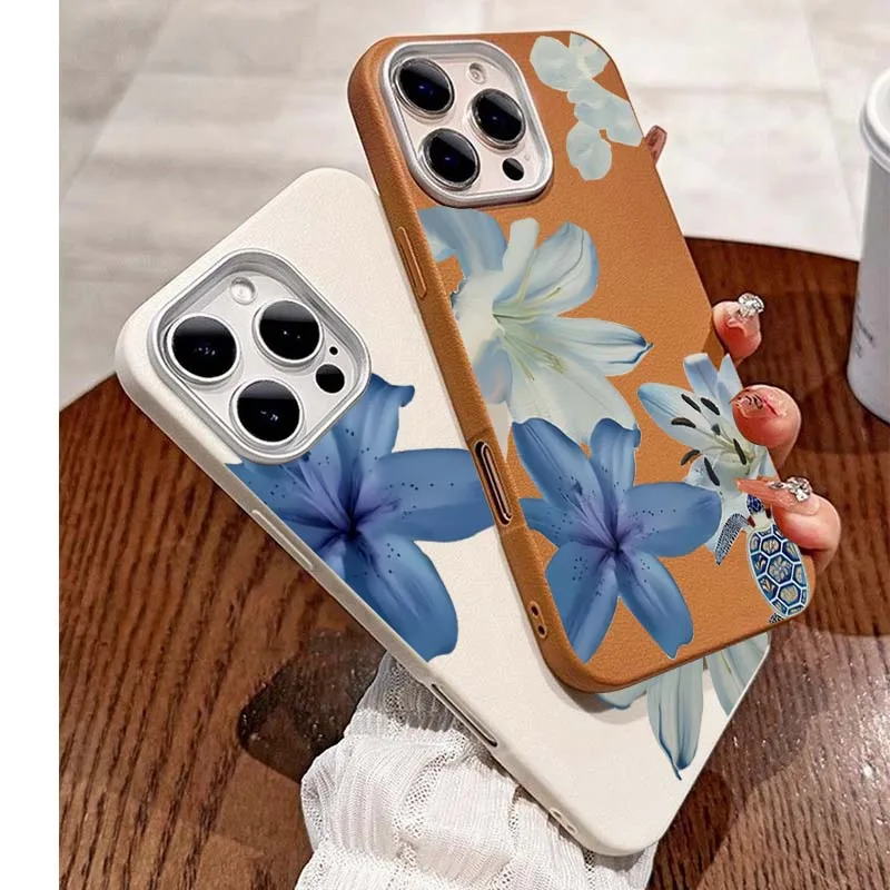 Elegant Blue Lily Fashion Patt - Phone Cases Blue incelemesi ve fiyatı