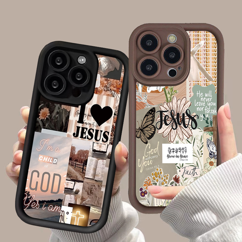 Jesus Collage Pattern Thick Sh - Phone Cases Jesus incelemesi ve fiyatı