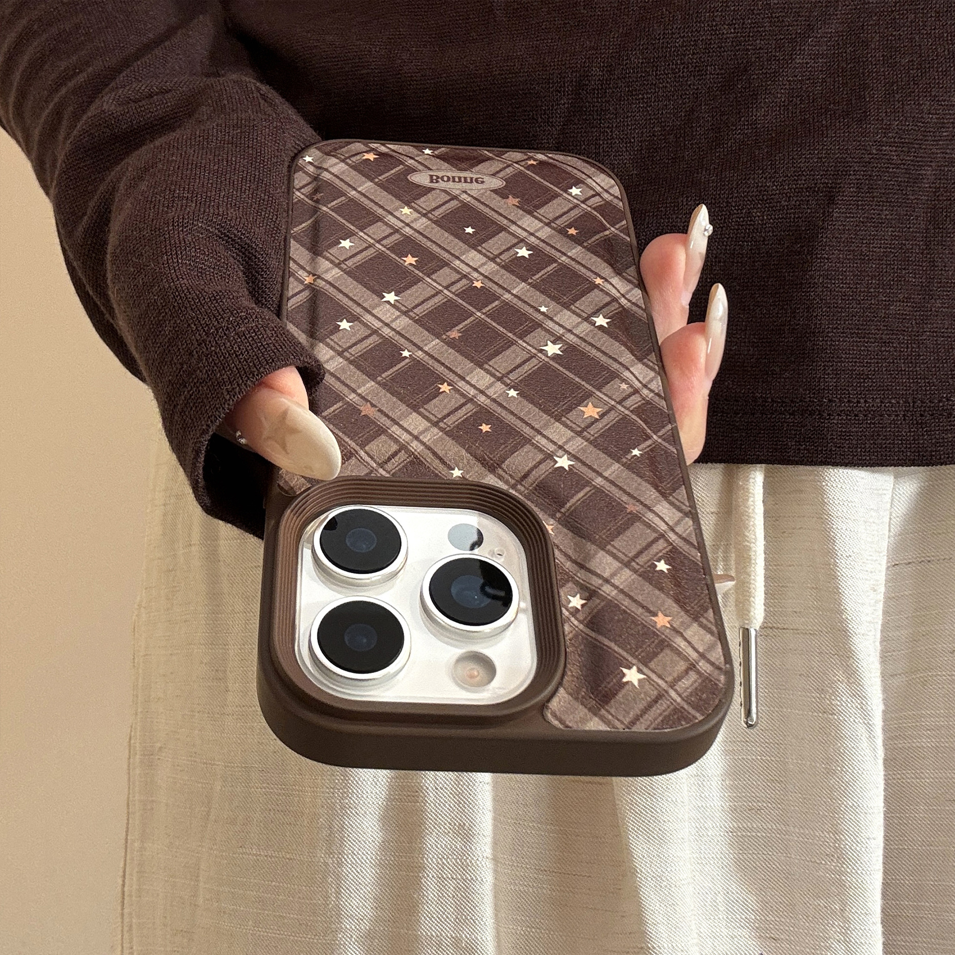 Korean Geometric Checkered Pat - Phone Cases Leather incelemesi ve fiyatı