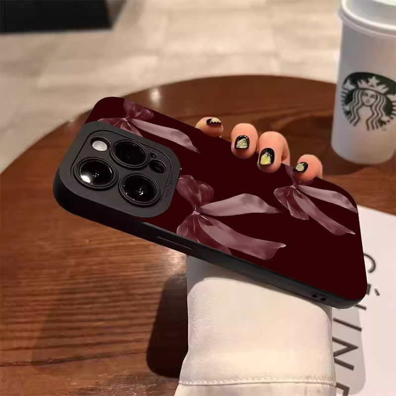 Wine Red Bowknot Pattern Soft  - Phone Cases Red incelemesi ve fiyatı
