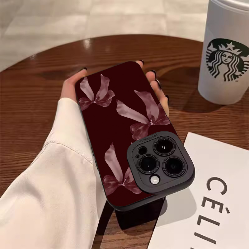 Wine Red Bowknot Pattern Soft  - Phone Cases Red incelemesi ve fiyatı