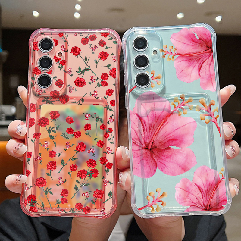 Red Flower Print Card Pocket P - Phone Cases Red incelemesi ve fiyatı