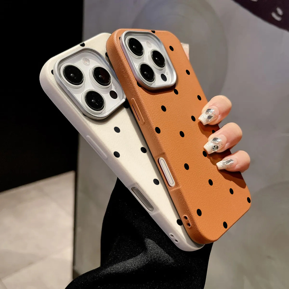 Minimalist Black Polka Dot Pho - Phone Cases Leather incelemesi ve fiyatı