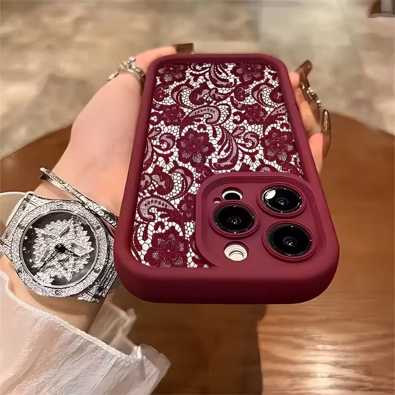 Red Lace Trendy Pattern Phone  - Phone Cases Red incelemesi ve fiyatı