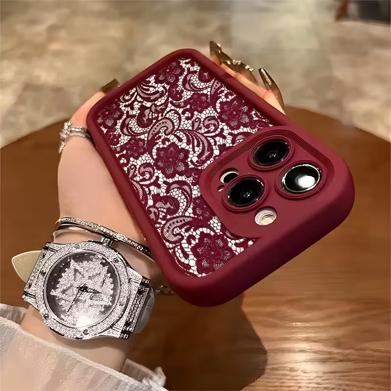 Red Lace Trendy Pattern Phone  - Phone Cases Red incelemesi ve fiyatı