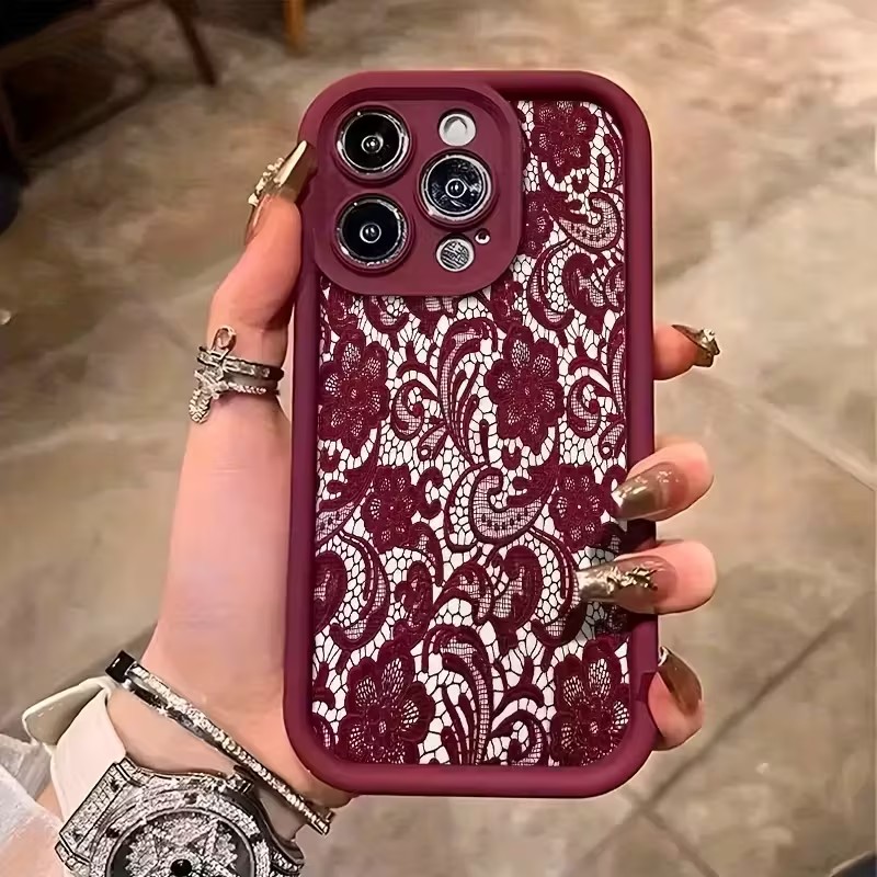 Red Lace Trendy Pattern Phone  - Phone Cases Red incelemesi ve fiyatı