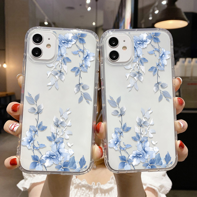 Blue Flower Transparent Phone  - Phone Cases Blue incelemesi ve fiyatı
