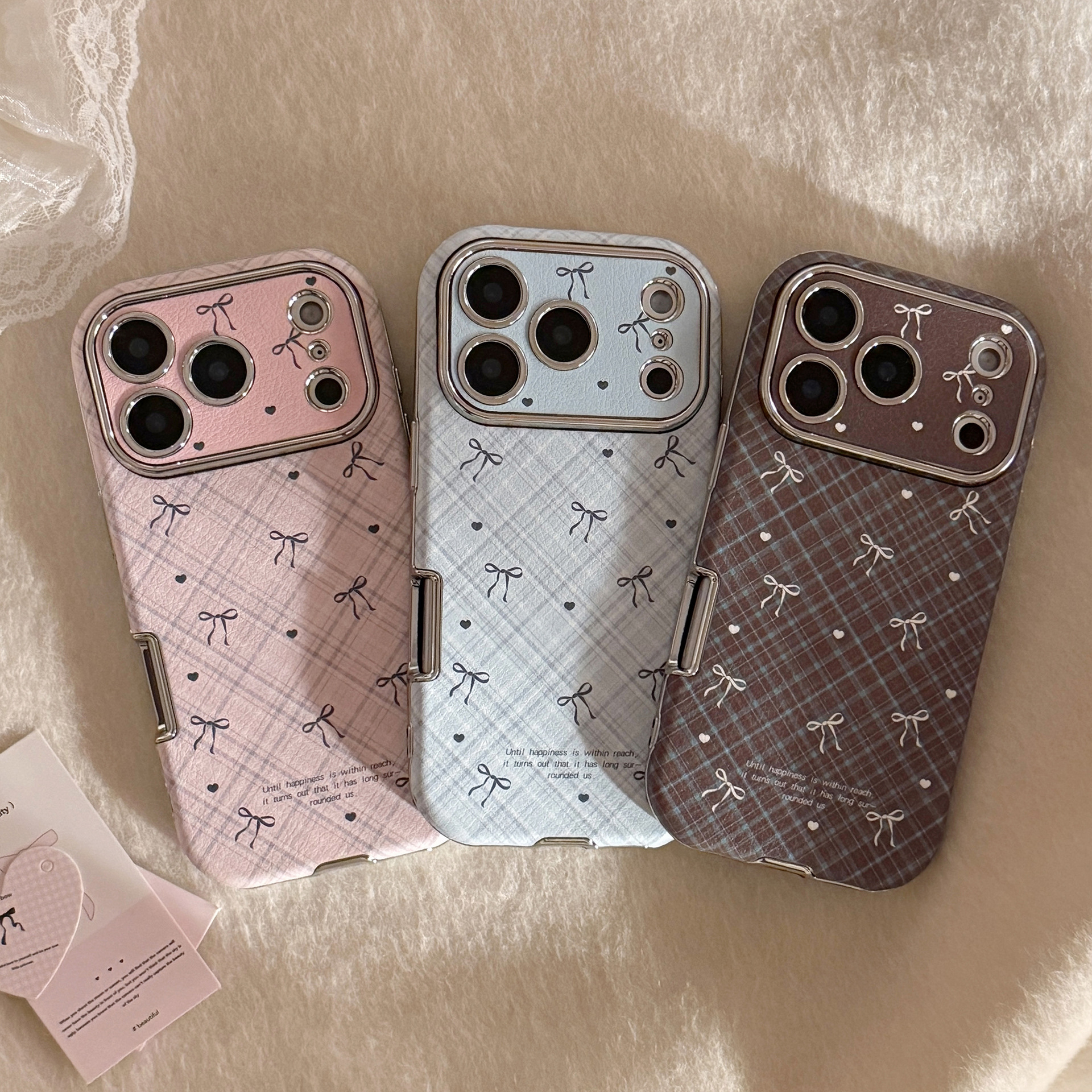 Korean Retro Plaid Grid Patter - Phone Cases Leather incelemesi ve fiyatı