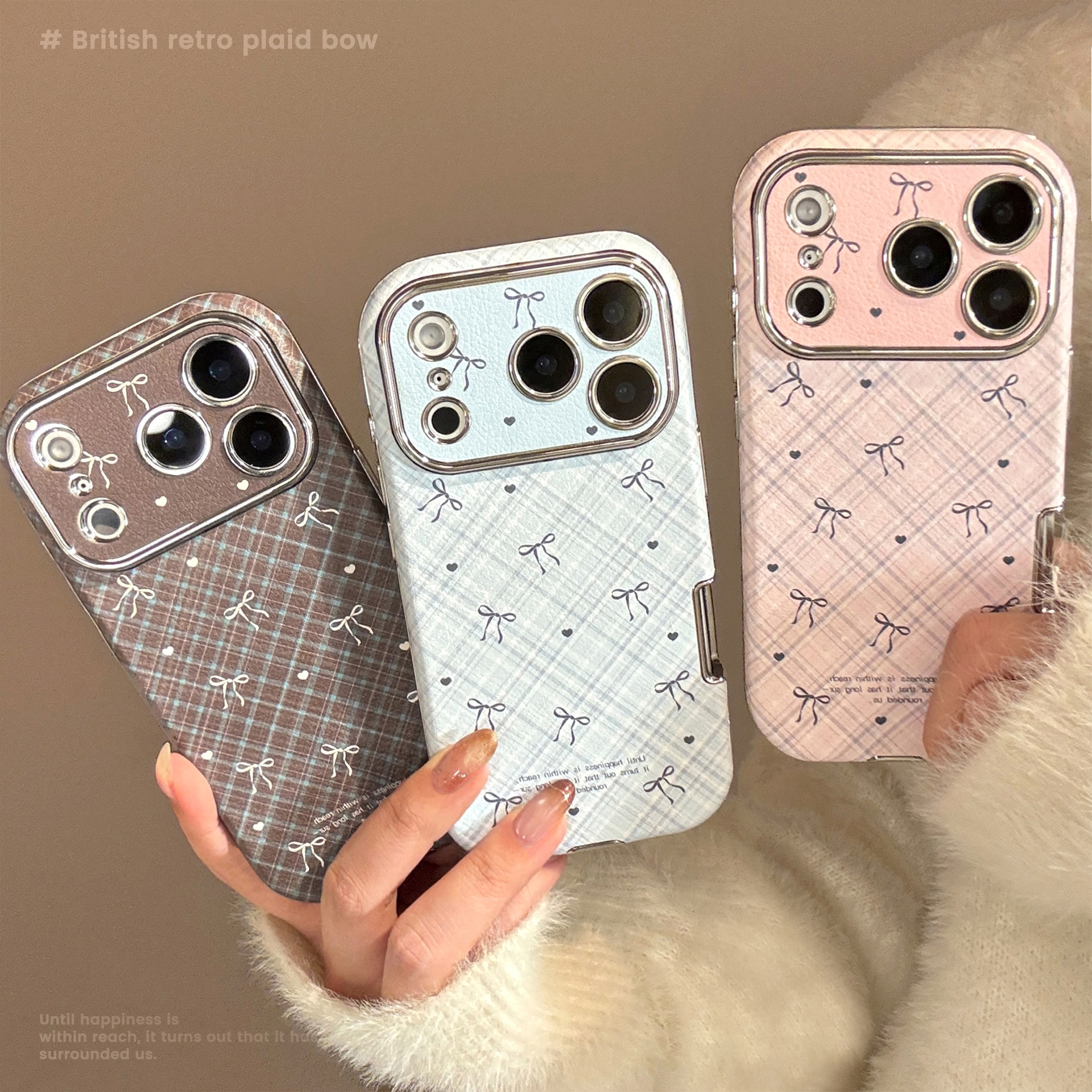 Korean Retro Plaid Grid Patter - Phone Cases Leather incelemesi ve fiyatı