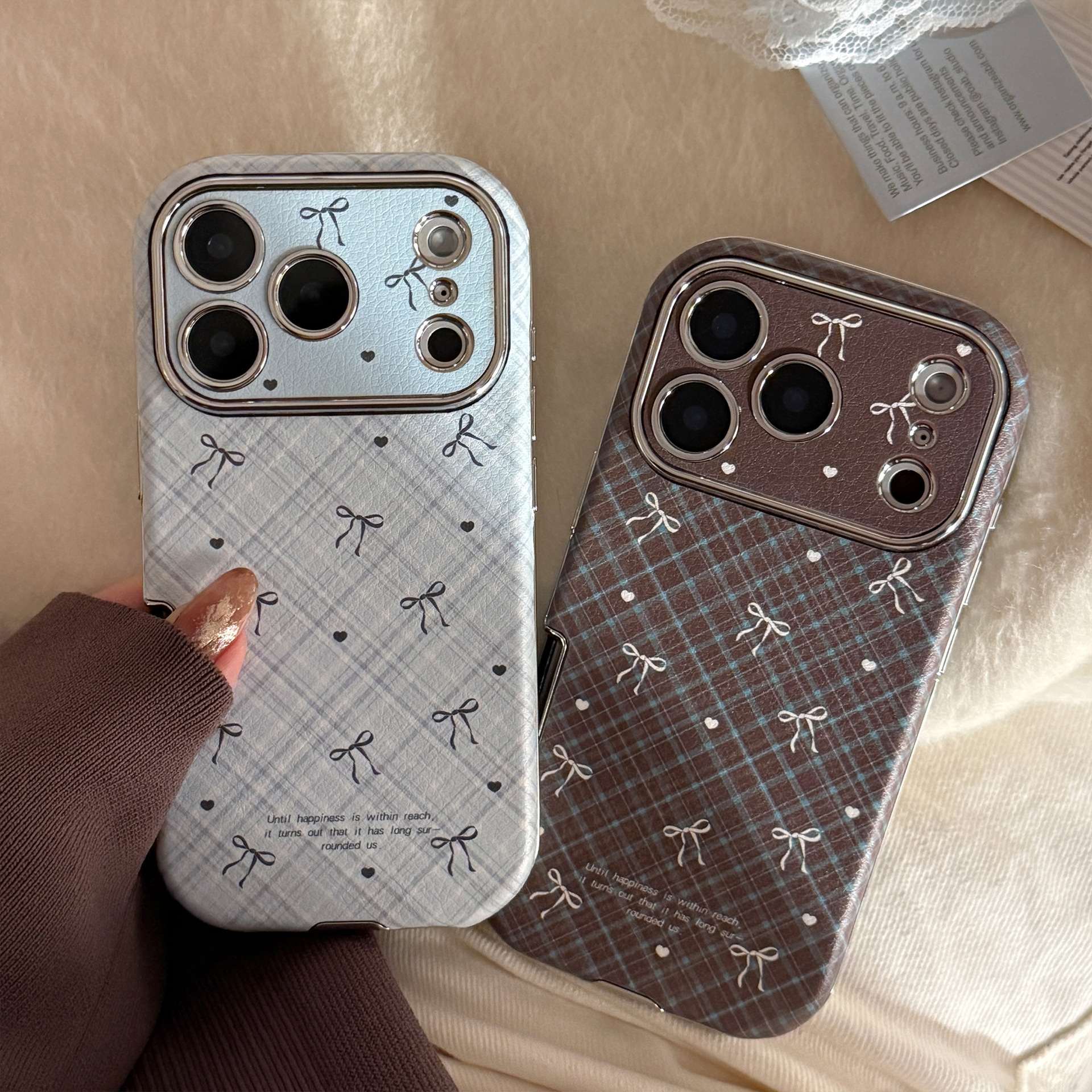 Korean Retro Plaid Grid Patter - Phone Cases Leather incelemesi ve fiyatı