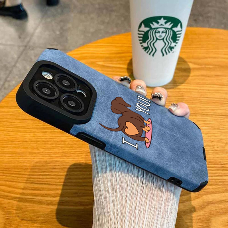 Cute Dachshund Heart Print Pho - Phone Cases Leather incelemesi ve fiyatı
