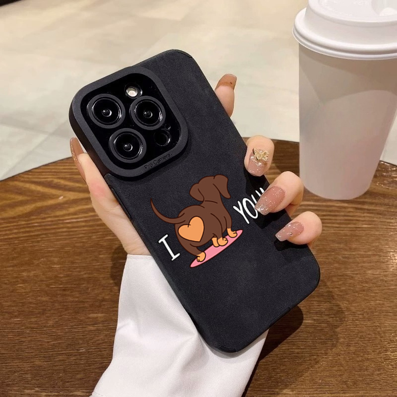 Cute Dachshund Heart Print Pho - Phone Cases Leather incelemesi ve fiyatı